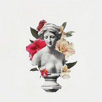 Classical bust with vibrant flowers