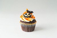 Halloween-themed cupcake with decorations