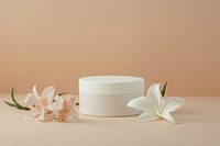 Elegant skincare product with flowers