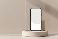 Minimalist smartphone on display stand