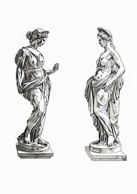 Classical marble statues illustration