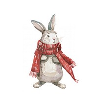 Cute rabbit with red scarf