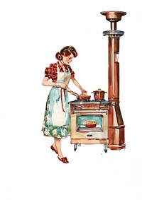 Vintage woman cooking illustration