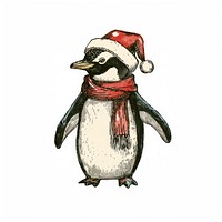 Festive penguin wearing Santa hat