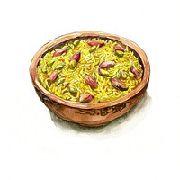 Vibrant Indian rice dish illustration