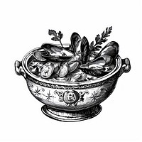 Vintage seafood soup illustration