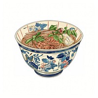 Traditional Asian noodle soup illustration