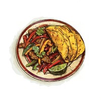 Colorful fajitas with tortillas