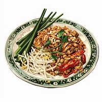 Delicious Asian noodle dish illustration