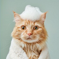 Cat with foam hat