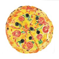 Colorful hand-drawn vegetable pizza