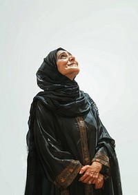 Muslim female proudly standing portrait smile photography.