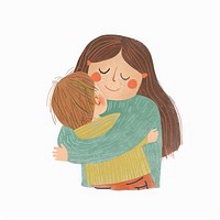 Mother and child embracing illustration