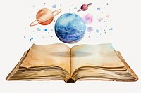 Fantasy book with floating planets