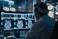 Doctor analyzing brain scan images