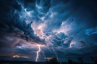 Dramatic storm lightning night sky