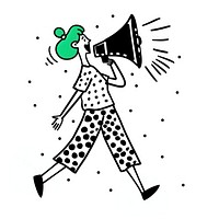 Woman shouting through megaphone