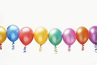 Colorful balloons with curly ribbons