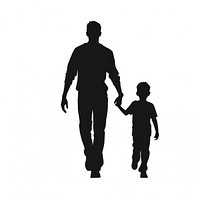 Father and son silhouette hand clothing.