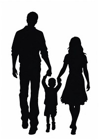 Family silhouette hand clothing.