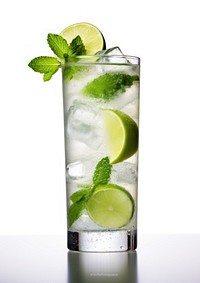 Mojito with lime slice beverage cocktail alcohol.