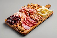 Gourmet charcuterie board with variety