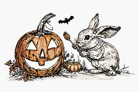 Halloween bunny carving pumpkin