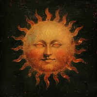 Vintage sun face illustration art