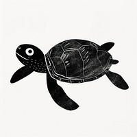 Black turtle woodcut illustration