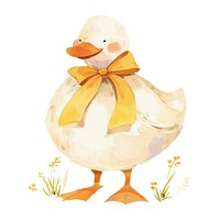 Cute duck with yellow bow