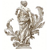 Classical marble statue with foliage