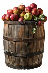 Fresh apples in wooden barrel