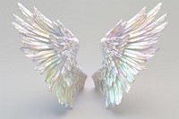 Iridescent angel wings on display