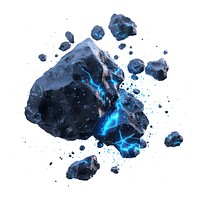 Exploding asteroid with blue energy