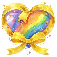 Colorful heart with golden ribbon