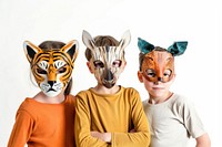 Children wearing animal masks