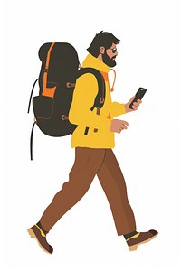 Traveler hiking with smartphone illustration