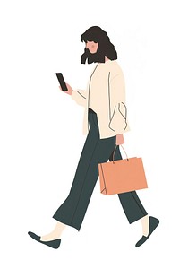 Woman shopping phone illustration