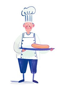 Chef holding fresh baguette illustration