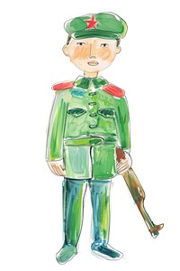 Cartoon soldier in green uniform