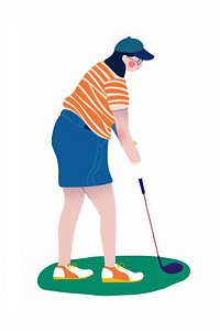 Woman golfing in casual attire