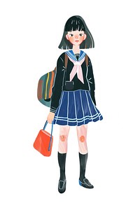 Anime schoolgirl with backpack