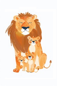 Lion family cute illustration