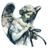 Elegant angel statue watercolor illustration