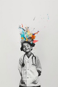 Paper collage doctor kid portrait photo photography.