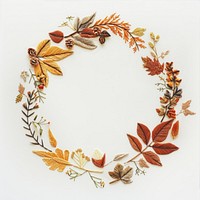 Autumn leaves wreath embroidery design