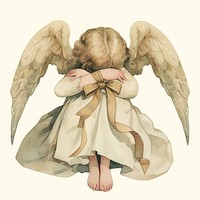 Sad angel with folded wings