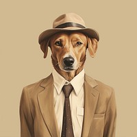 Dog wearing suit illustration | Free Photo Illustration - rawpixel