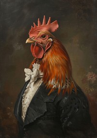 Elegant rooster in formal attire