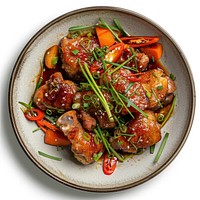 Delicious spicy glazed chicken dish